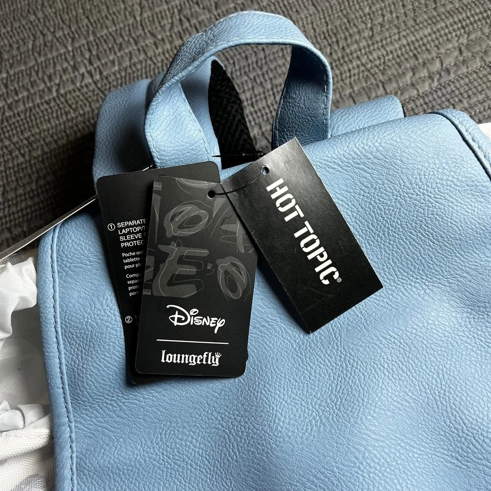 Disney Lilo & Stitch Ohana Means Family Laptop Backpack Blue White Floral NWT